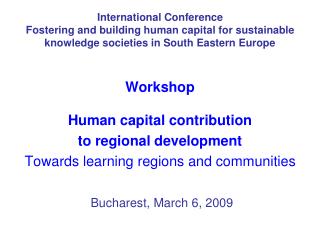 Workshop Human capital contribution to regional development