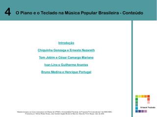 O Piano e o Teclado na Música Popular Brasileira - Conteúdo