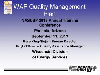 WAP Quality Management Plan