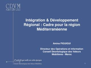 Intégration &amp; Développement Régional : Cadre pour la région Méditerranéenne
