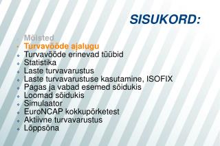 SISUKORD: