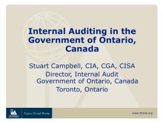 Internal Auditing in the Government of Ontario, Canada