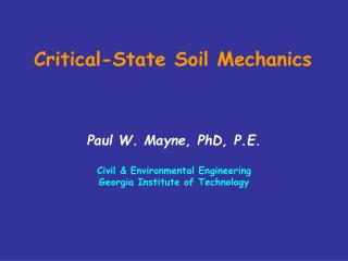 Critical-State Soil Mechanics