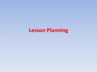 Lesson Planning