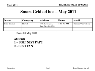 Smart Grid ad hoc – May 2011