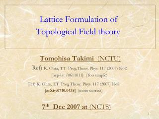 Lattice Formulation of Topological Field theory