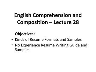 English Comprehension and Composition – Lecture 28