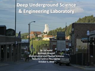 Deep Underground Science &amp; Engineering Laboratory Dr. Ed Seidel Assistant Director