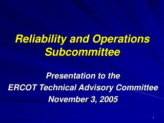 Reliability and Operations Subcommittee