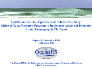 Update on the U.S. Department of Defense/U.S. Navy/