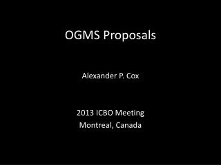 OGMS Proposals