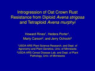 Howard Rines 1 , Hedera Porter 1 , Marty Carson 2 , and Jerry Ochocki 2