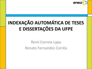 Indexação Automática de Teses e Dissertações da UFPE