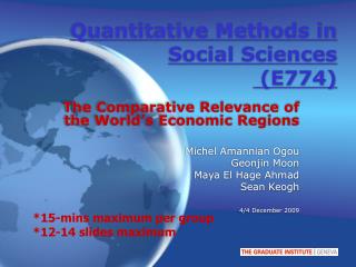Quantitative Methods in Social Sciences (E774)