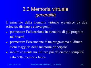 3.3 Memoria virtuale generalità