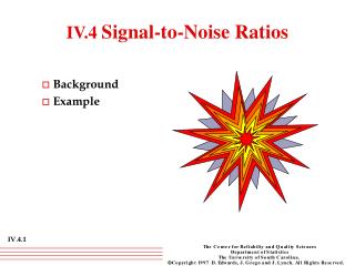 IV.4 Signal-to-Noise Ratios