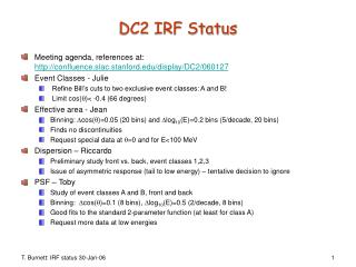 DC2 IRF Status