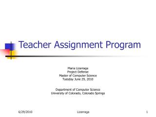 Teacher Assignment Program