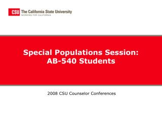 Special Populations Session: AB-540 Students