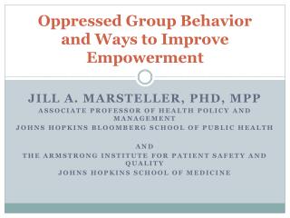 Oppressed Group Behavior and Ways to Improve Empowerment