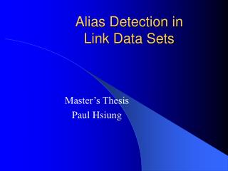 Alias Detection in Link Data Sets