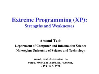 Extreme Programming (XP): Strengths and Weaknesses