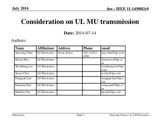 Consideration on UL MU transmission