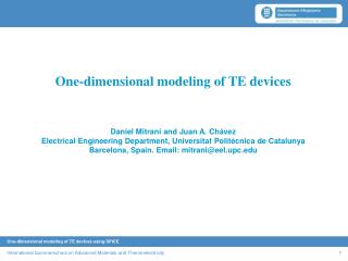 One-dimensional modeling of TE devices