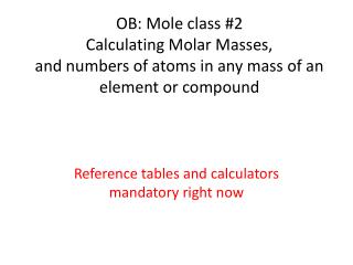 Reference tables and calculators mandatory right now