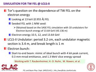 Simulation for TW FEL @ LCLS-II