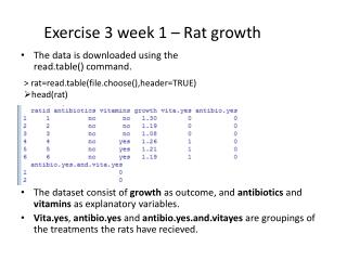 Exercise 3 week 1 – Rat growth