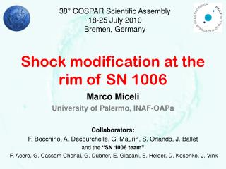 Shock modification at the rim of SN 1006