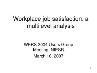 Workplace job satisfaction: a multilevel analysis