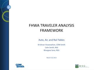 FHWA Traveler ANALYSIS FRAMEWORK