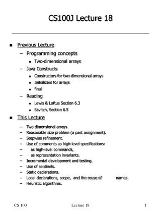 CS100J Lecture 18