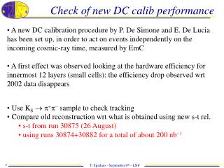 Check of new DC calib performance
