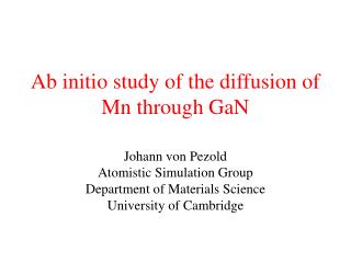 Ab initio study of the diffusion of Mn through GaN