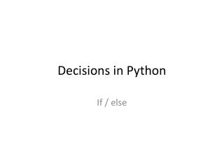 Decisions in Python