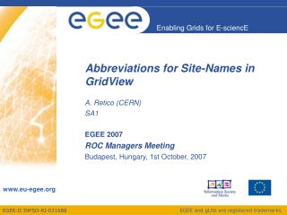 Abbreviations for Site-Names in GridView