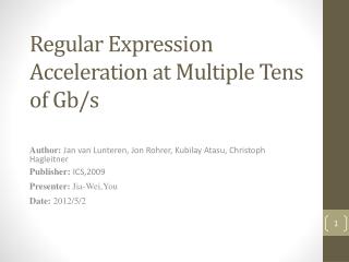 Regular Expression Acceleration at Multiple Tens of Gb/s