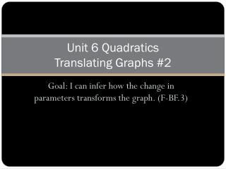 Unit 6 Quadratics Translating Graphs #2