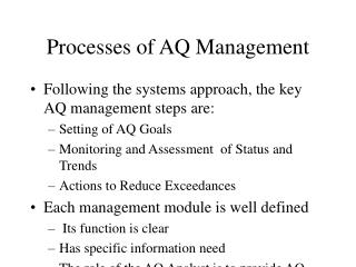 Processes of AQ Management