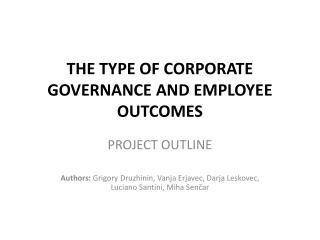 THE TYPE OF CORPORATE GOVERNANCE AND EMPLOYEE OUTCOMES