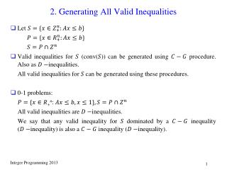 2. Generating All Valid Inequalities