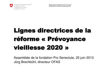 Lignes directrices de la réforme « Prévoyance vieillesse 2020 »