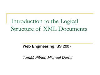 Introduction to the Logical Structure of XML Documents