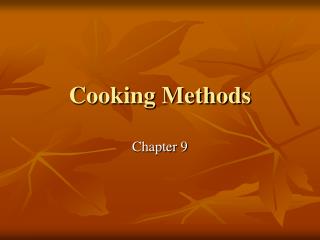 Cooking Methods