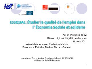 Aix-en-Provence, ORM Réseau régional d’égalité des femmes 11 mars 2011