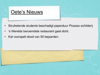 Oete’s Nieuws