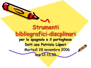 Strumenti bibliografici-discplinari